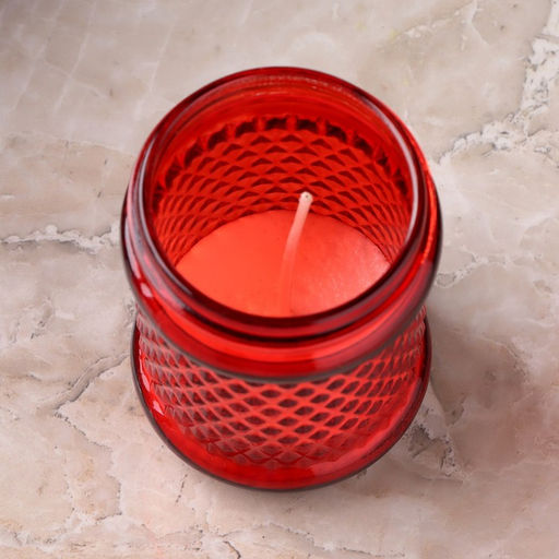 Поминальная свеча парафиновая в стеклянном подсвечнике Лампада цилиндр, 11?7 см, красная