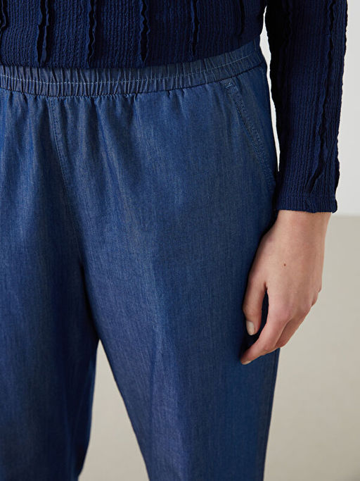 Beli Lastikli Wideleg Kad?n Jean Pantolon