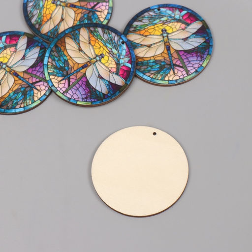 Цена за 5 шт. Декор для творчества дерево Стрекоза. Витраж, 4.64.60.3 см - Арт узор фото 2