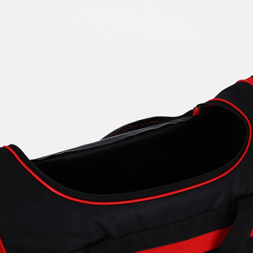 Сумка дорожная, 3 отдела на молниях, наружный карман, длинный ремень, цвет чёрный/красный - Simaland фото 4