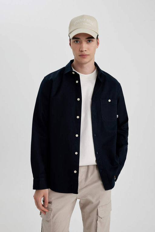 Рубашка из тенселя с длинным рукавом стандартного кроя - Defacto фото 3