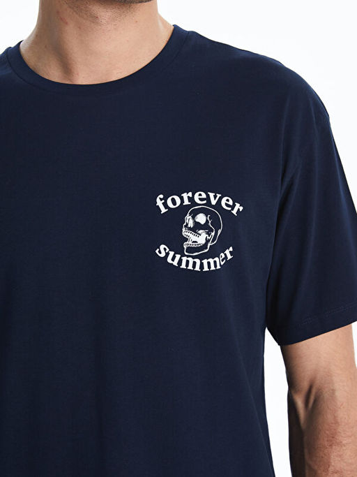 Bisiklet Yaka Bask?l? Erkek Ti??rt