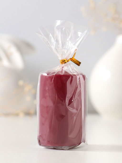 Цена за 2 шт. Свеча - цилиндр 4×6 см, 59 г, 6 ч, бордовый