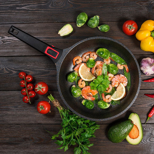 Сковорода с антипригарным покрытием д24см Минерал, h5,5см, s2мм, дно д16,8см, s4,8мм, литой алюминий, съемная бакелитовая ручка, TalleR (Китай) Подходит для всех видов плит, включая индукционную. - Домашняя мода фото 7