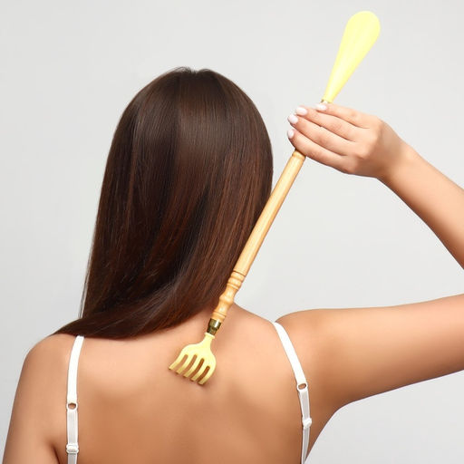 Массажёр - чесалка, универсальный, с ложкой, деревянный, 47×4×3 см, жёлтый