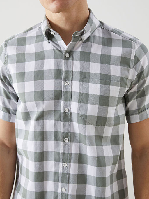 Regular Fit K?sa Kollu Ekose Arm?rl? Erkek G?mlek