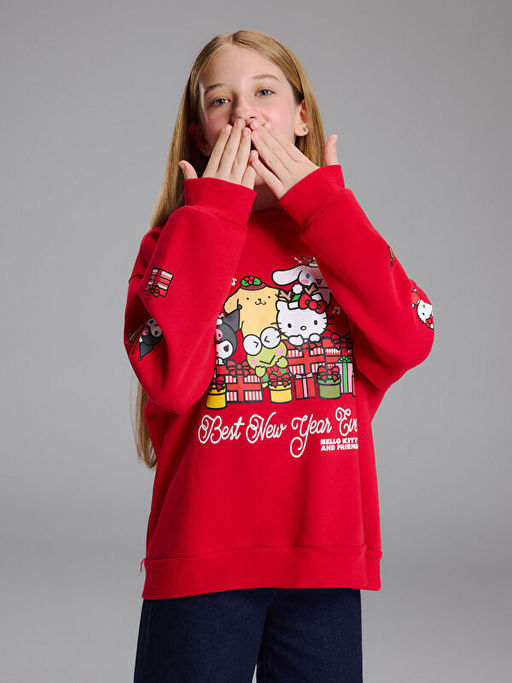 Hello Kitty Bask?l? K?z ?ocuk Kal?n Sweatshirt