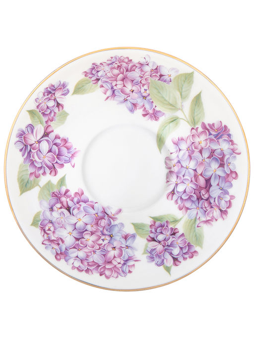 Чайная пара 2 пр. 300 мл 12,5*9,5*7 см "Сирень" на ножке, фарфор NEW BONE CHINA