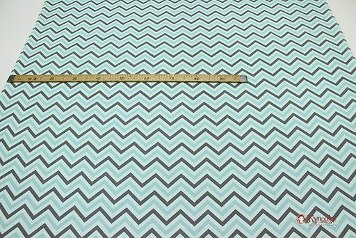 Рогожка Серый зигзаг на мятно-бирюзовом, СОРТ2, ш.1.5м, хлопок-100%, 150гр/м.кв - Купава фото 2