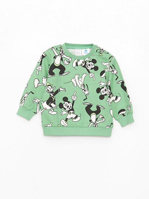 Bisiklet Yaka Mickey Mouse Bask?l? Erkek Bebek Ti??rt ve E?ofman Alt 2li Tak?m - Waikiki фото 2