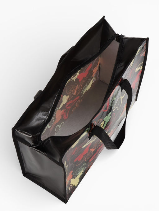 Сумка хозяйственная «Бабочки», на молнии, 40×15×30 см, чёрная