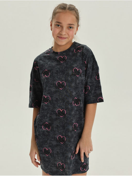 Платье домашнее Принт Графит девочка - София фото 4