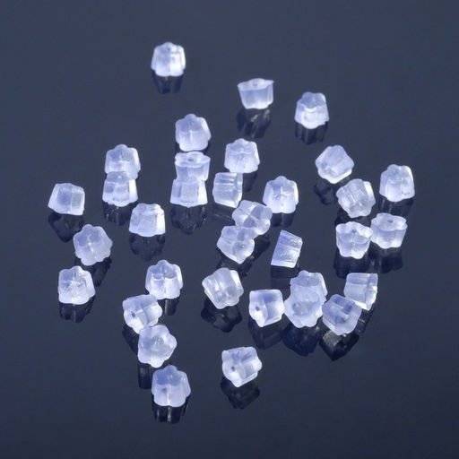 Заглушки для сережек, швенз, пусет силиконовые для швенз и пусет «Цветочки» (набор 10гр), 3*2,5мм, цвет прозрачный