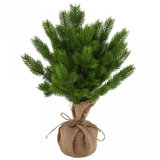 Ель искусственная h35см, литая, настольная, на подставке в мешковине, пластик, зеленый (Россия) - Домашняя мода фото 2