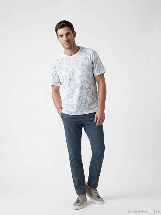 Bisiklet Yaka Desenli Erkek Ti??rt