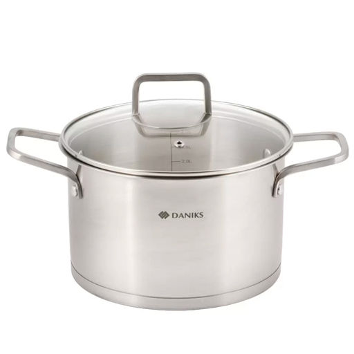 Кастрюля нерж, 3.9 л, с крыш, крыш стекло, Daniks, Ирати, индукц, SD-01369-20 (505743)