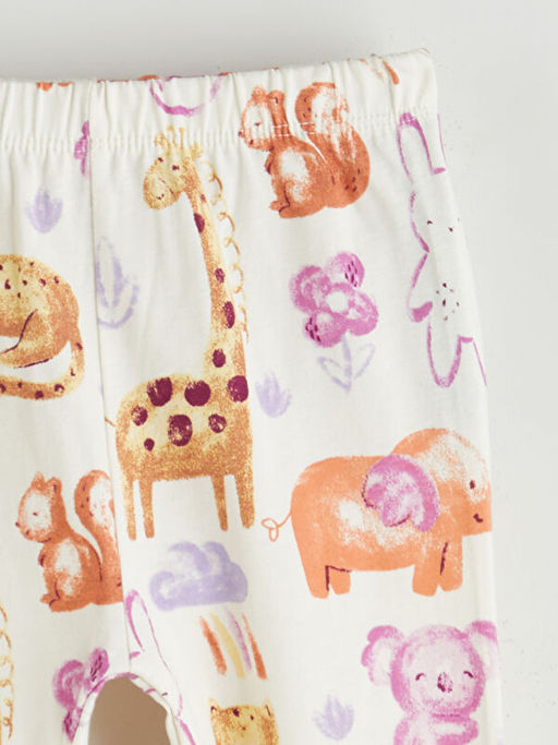 Beli Lastikli Bask?l? K?z Bebek Pijama Alt