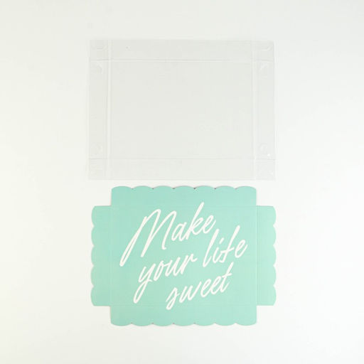 Цена за 5 шт. Коробка для печенья, кондитерская упаковка с PVC крышкой, Make your life sweet, 22 х 15 х 3 см