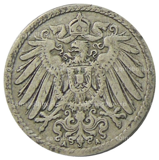 Монета 5 пфеннигов 1902 года A Германия