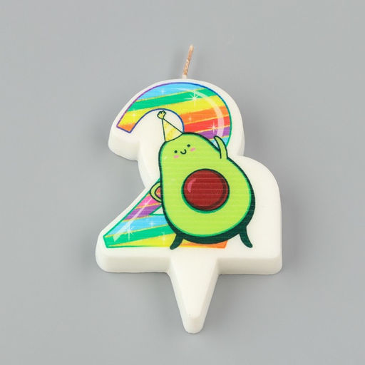 Свеча в торт Авокадо, цифра 2, 6,5 см - Страна карнавалия фото 3