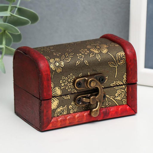 Шкатулка для украшений «Сундучок. Незабудки», дерево, 6×5.8×8.4 см