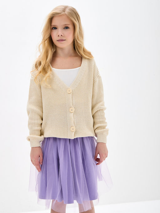 Молочный вязаный кардиган для девочки - Kogankids фото 11