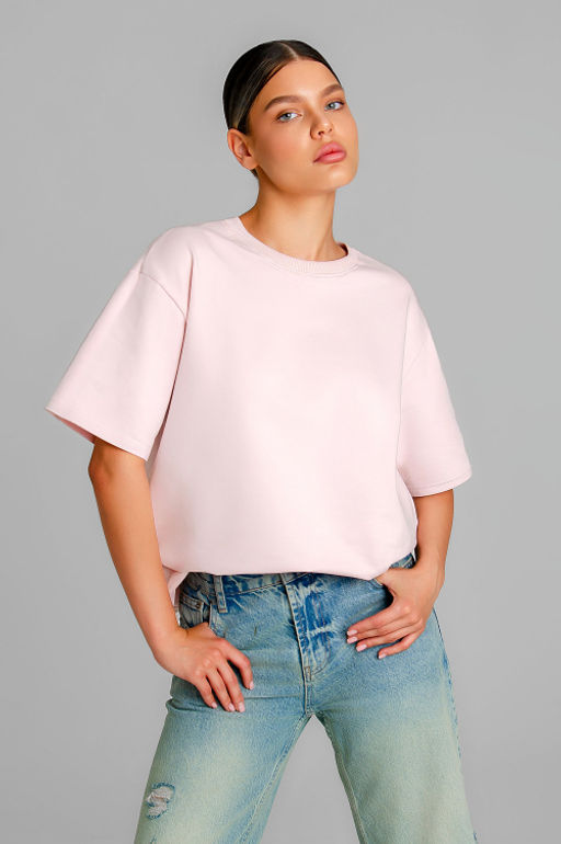 Арт. 3-302/4 Футболка женская оверсайз 44-50 (4 шт) Цвет:пудра - Калинка фото 6