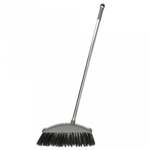 Комплект пластмассовый: совок 23,5х23х8,5см, рукоятка 59см, съемная, металл окрашенный + сметка 3х25см, рукоятка 63см, съемная, металл окрашенный, ворс 7,5см, "Практик", серый (Китай)