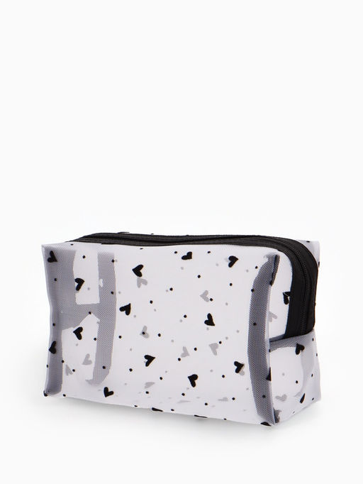 Косметичка дор Сердца, сетка 18*7,5*10, отд на молнии, белый