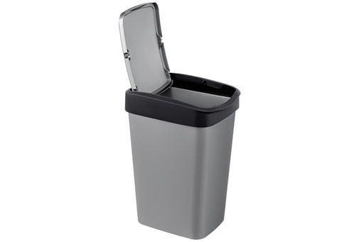 Ведро для мусора с подвижной крышкой 35 л 36*28*51 см Тандем сер.металлик/черный (модель 843558) - Elan gallery фото 7
