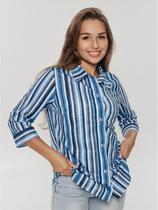 Жанетта туника женская (полоса синий) - Lovetex фото 5