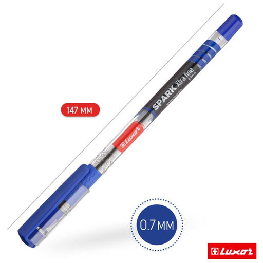 Цена за 12 шт. Ручка шариковая Luxor 1597 Spark, узел 0.7 мм, грип, синяя