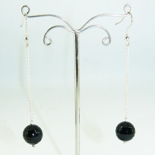 Серьги из дымчатого кварца (раухтопаз) огранка диаметр 14 мм на цепи - длина 7 см