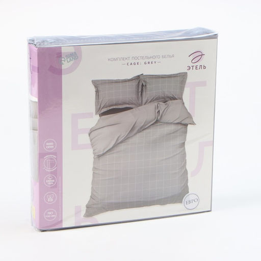 Постельное бельё Этель 2 сп Cage: grey, 175х215 см, 200х215 см, 50х70+3 см-2 шт, мако-сатин, 114г/м2  фото 6