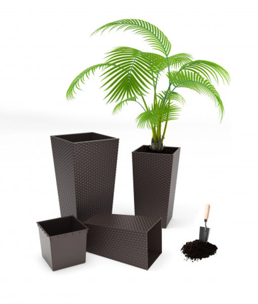 Кашпо напольное Ротанг 230х220х415мм (со вставкой)(мокко) 15/8л М8850 - Альтернатива фото 5