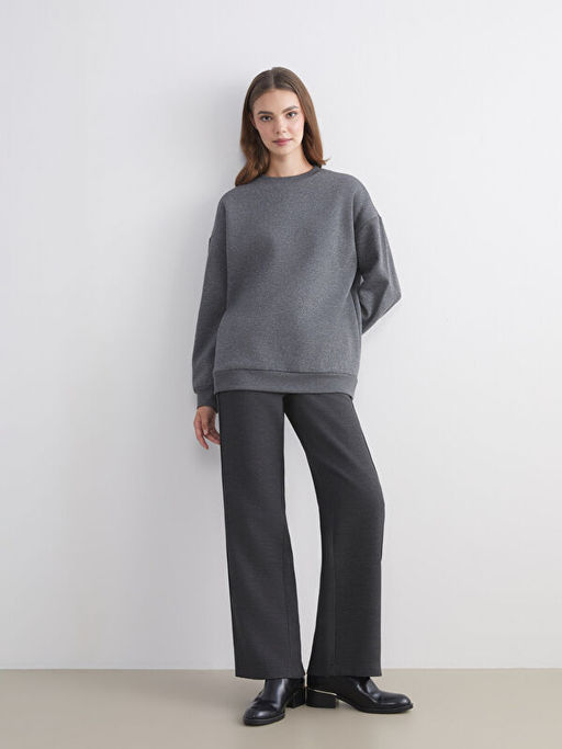 Bisiklet Yaka Oversize Kad?n Sweatshirt Tunik