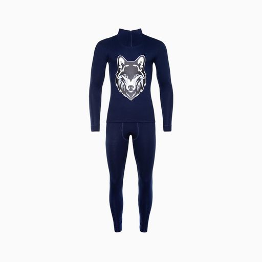 Термобельё мужское НАЧЁС (фуфайка, кальсоны) принт волк, цвет тёмно-синий, размер 50