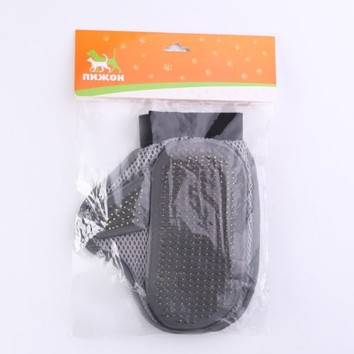 Рукавица - расческа с металлическими зубьями, серая - Пижон фото 6