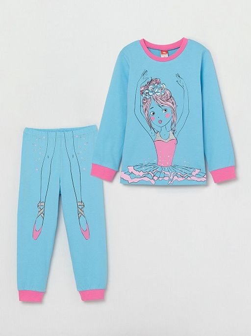 CRB wear/CSKG 50037-43 Комплект для девочки (джемпер, брюки), голубой/Ex.Cherubino