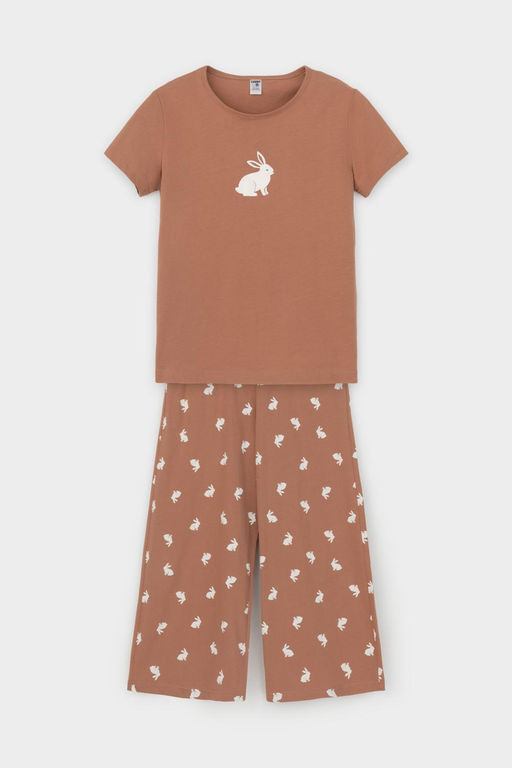Crockid _ КБ 2827/кофейный мусс,белый кролик пижама для дев