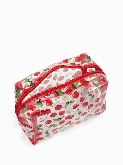 Косметичка женская Cherry, для бассейна, на молнии, прозрачная, красная