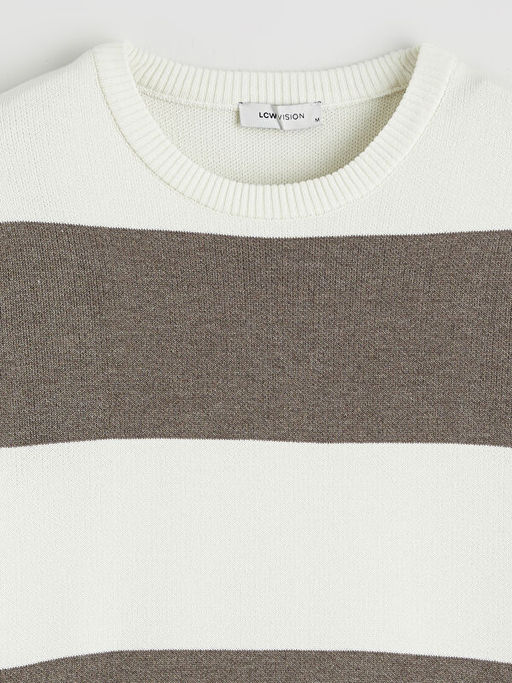 Bisiklet Yaka ?izgili Erkek Triko Kazak