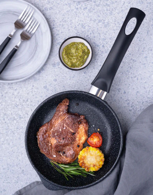 Сковорода Готовить легко stone несъемная ручка, 18 см - Нева металл посуда фото 10