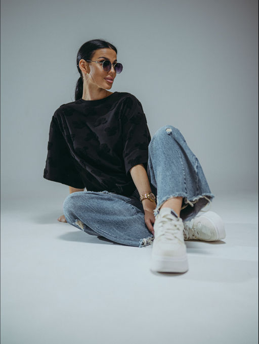 Ирбис футболка женская (махра Микки черный)