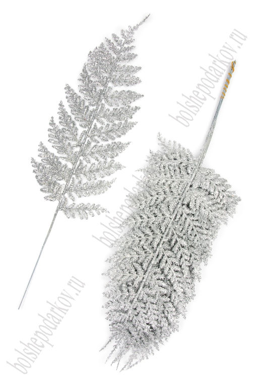 Ветки с глиттером 39*13 см (10 шт) SF-8021, серебро - Больше подарков фото 2