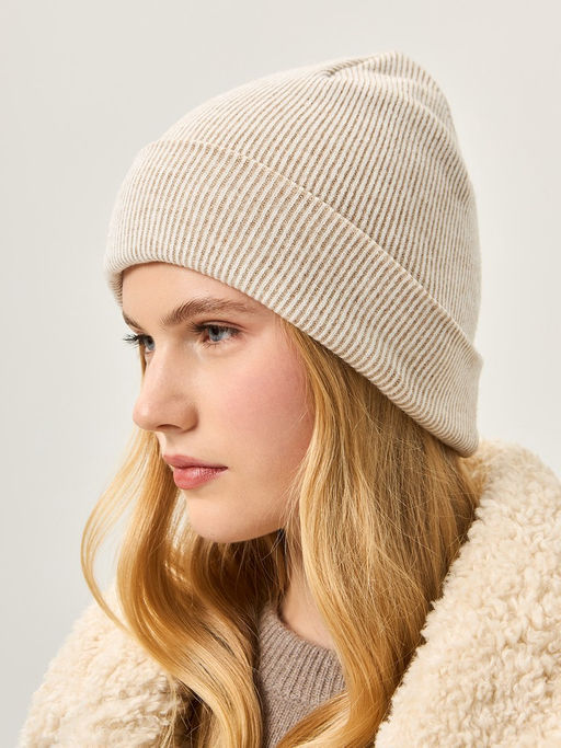Шапка жен. виск+нейл+каш LB-A53067 white/sand