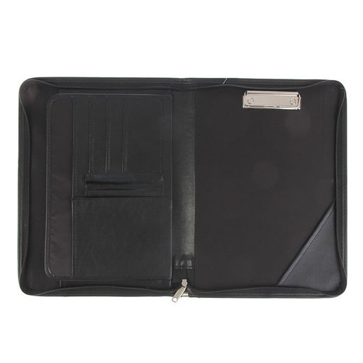 Папка деловая, искусственная кожа, для бумаг, 360×260×30 мм, с металлическим прижимом, 6Д07 «Люкс » чёрная