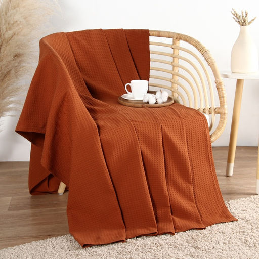 Плед вафельный «Этель» Waffle, 150×240 см, терракотовый, вафля 195 г/м²