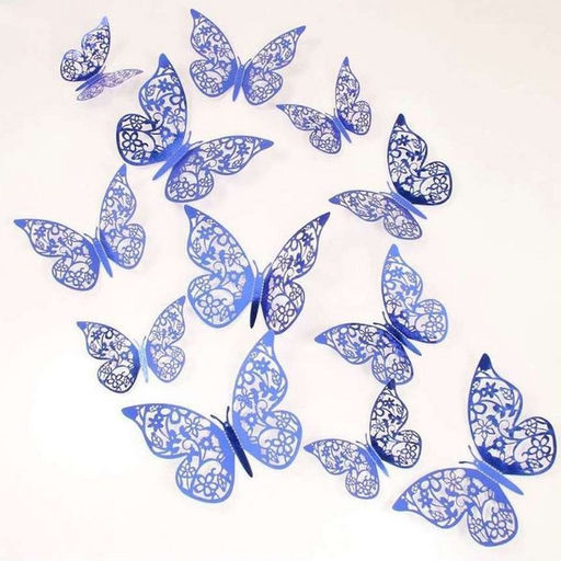 Цена за 3 шт. Топперы для торта «Бабочки», 12 штук, синий