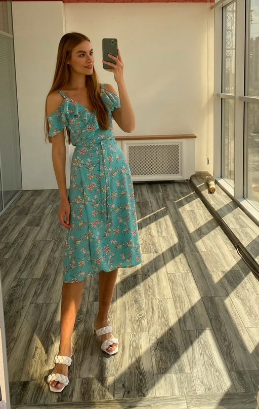 4195 Сарафан в цветочек в цвете тиффани - Martichelli фото 12